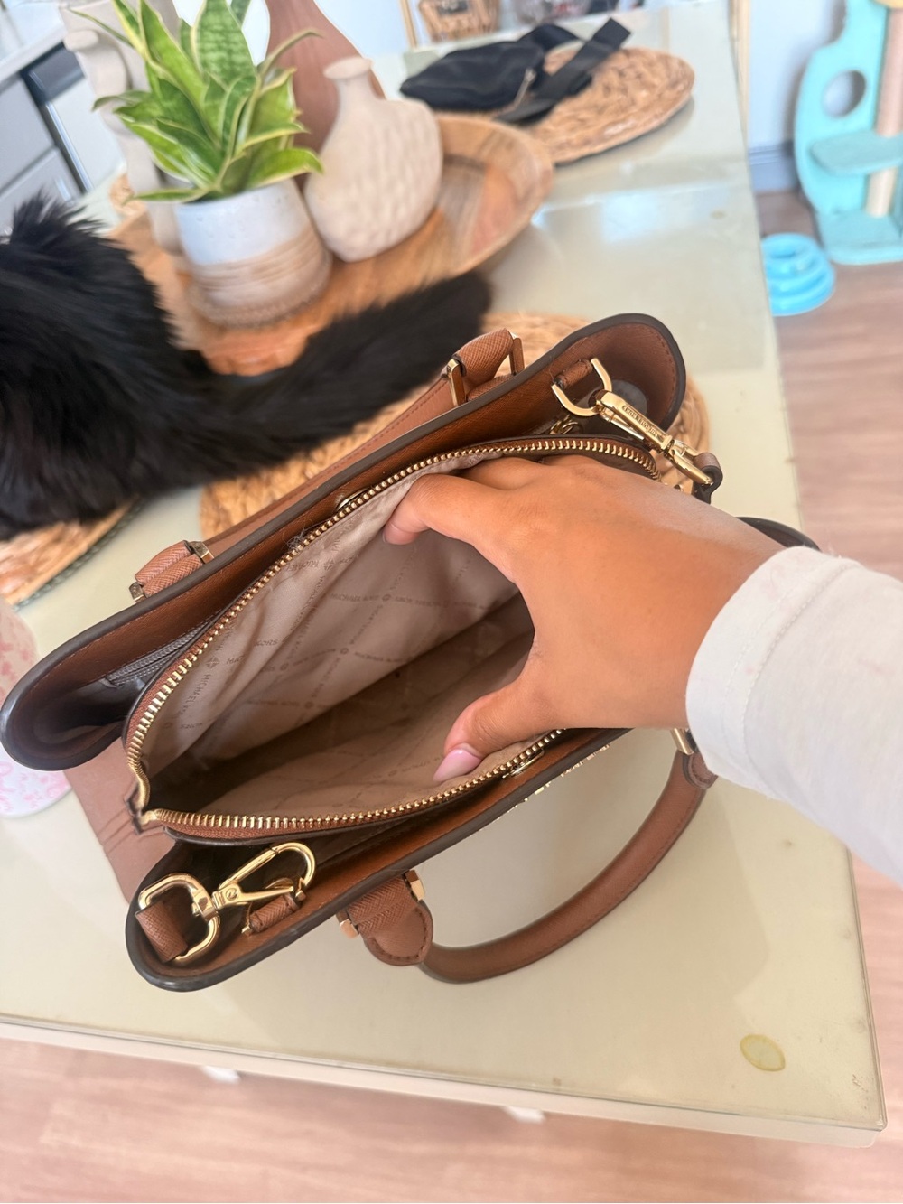 Michael Kors Cognac Saffiano Leather Satchel - Picture 4 of 7
